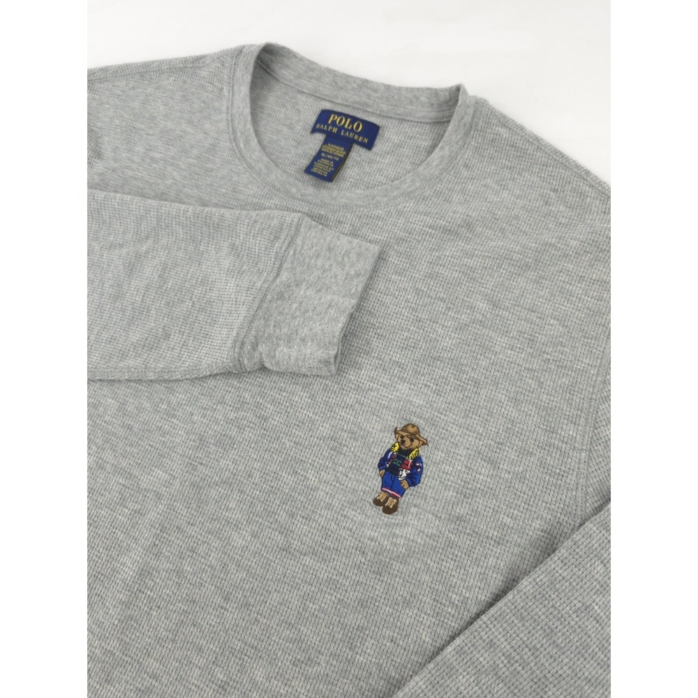 Polo Ralph Lauren Polo Bear Sweatshirt Mens XL Gray Waffle Knit Thermal